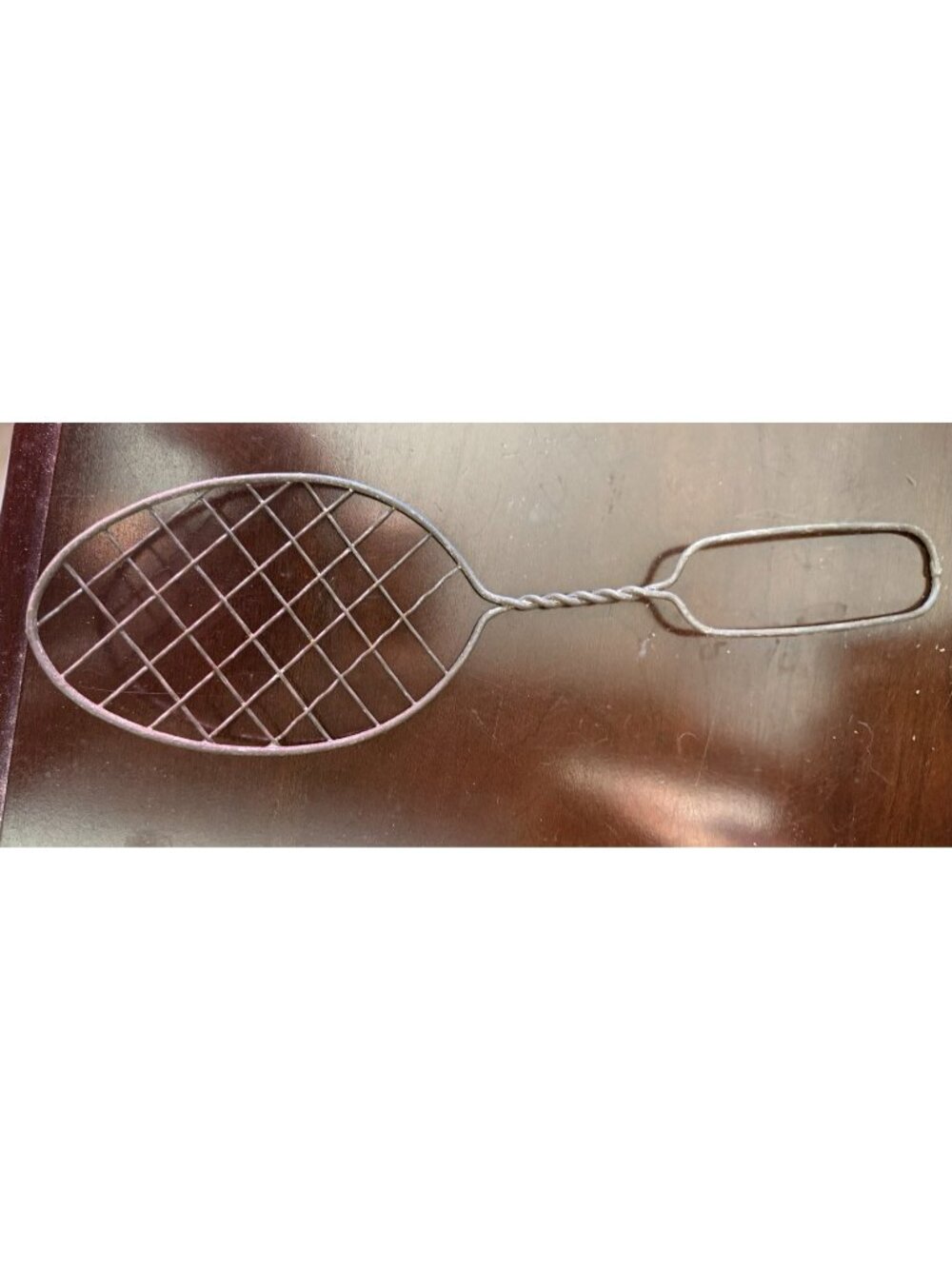 Old 1950's Steel Twisted Woven Mesh Wire Whip Whisk Spoon Shape Antique Utensil
